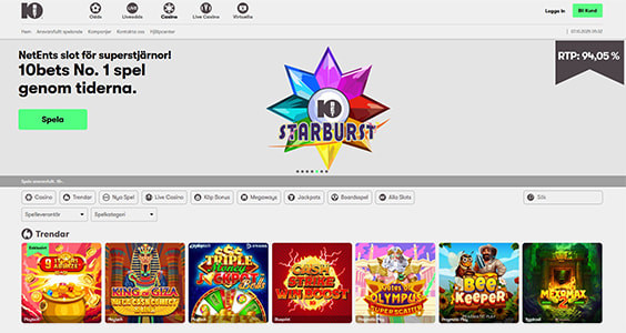 10bet Casino Homepage