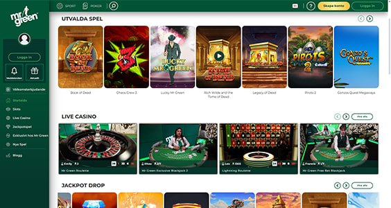 Mr Green Casino Homepage